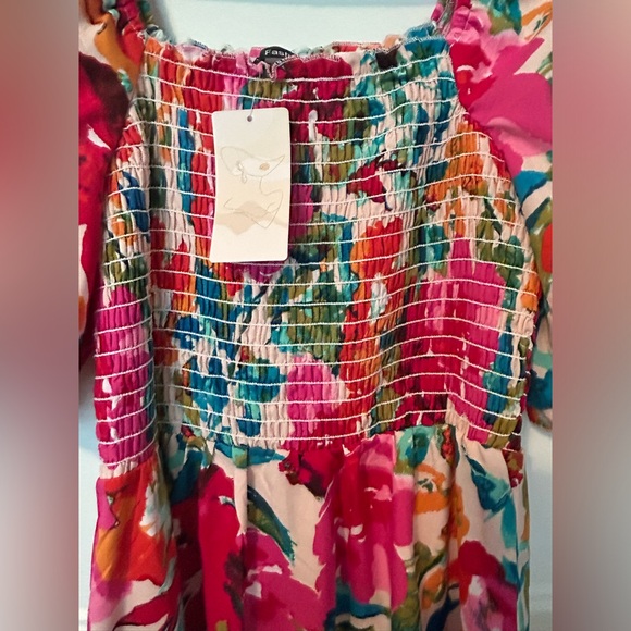 FLORAL | boho smocked dress size M - Picture 4 of 8